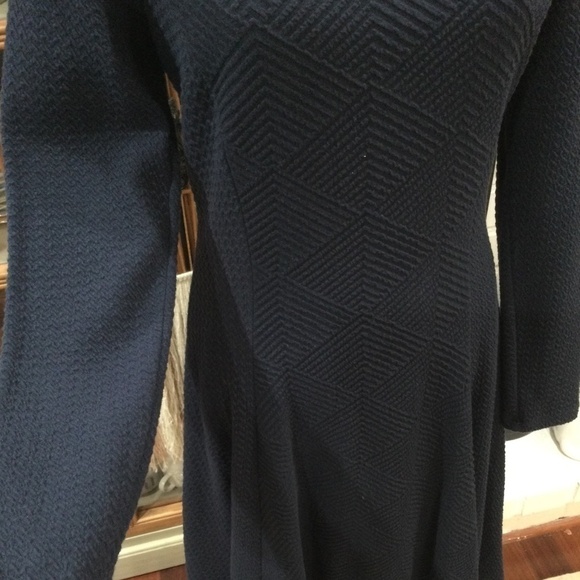 Anthropologie Maeve Sasha Knit Textured Long Sleeve Navy Dress, Size Medium - Picture 4 of 13